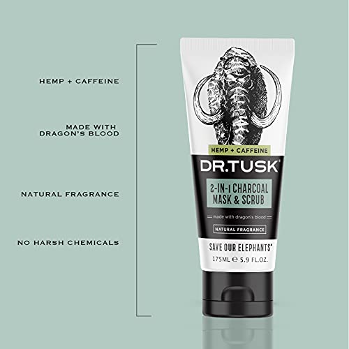 DR. TUSK 2-in-1 Mens Face Scrub & Facial Mask | Exfoliating Charcoal Cleanser | Kaolin & Bentonite Clay | Hempseed Oil & Caffeine | Natural Skincare for Men 5.9 Fl Oz - Image 8