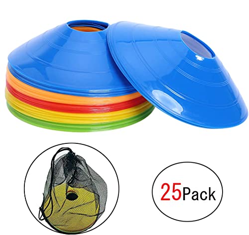 25 Pcs Pro Disc Cones - Training Cones Agility Soccer Cones with Carry Bag for Training, Soccer, Football, Basketball,Kids and Other Sports and Games(5 Colors) - Image 5