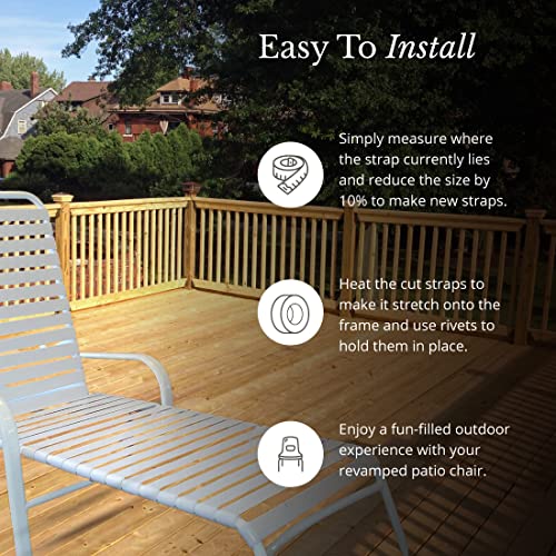 2" Wide Vinyl Strap for Patio Pool Lawn Garden Furniture 20' Roll_ Make Your Own Replacement Straps. Plus - 20 Free Fasteners! (201 White) - Image 2