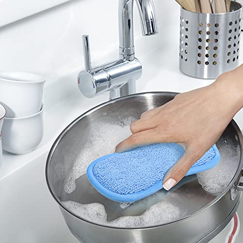 12 Pack Multi-Purpose Scrub Sponges Kitchen, Dish Sponge,Non-Scratch Microfiber Sponge for Efficiently Cleaning Dishes, Pots and Pans and More (Blue) - Image 5
