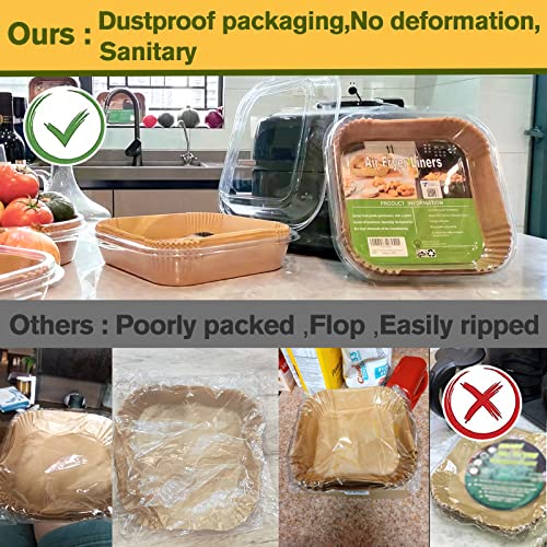 Large Air Fryer Disposable Paper Liners Square 9 Inch, 125 Pcs Parchment paper liner for 5-8QT Air fryer, Oil-proof, Water-proof, Parchment Baking Paper for Baking Roasting Microwave - Image 7