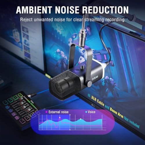 FIFINE XLR/USB Dynamic Microphone for Podcast Recording, PC Computer Gaming Streaming Mic with RGB Light, Mute Button, Headphones Jack, Desktop Stand, Vocal Mic for Singing YouTube-AmpliGame AM8 - Image 4