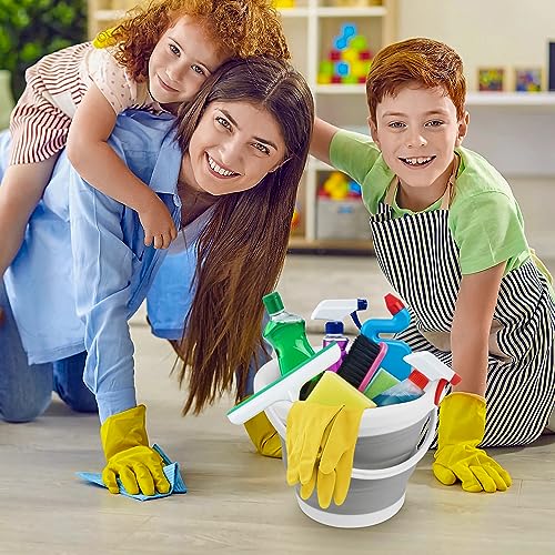 Collapsible Mop Bucket and Ice Bucket-5L(1.3 Gallon) Household Cleaning Silicone Dust Mops Bucket with no Wringer Set,Portable Bathroom Cleaning Supplies Bucket for Cleaning Caddy Spin Mops for Floor - Image 2