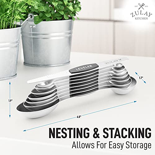 Zulay Kitchen Stackable Magnetic Spoons Set of 8 - Dual Sided Magnetic Measuring Spoons Set Fits In Spice Jars - Stainless Steel Measuring Spoons Magnetic For Dry and Liquid Ingredients (Black) - Image 3