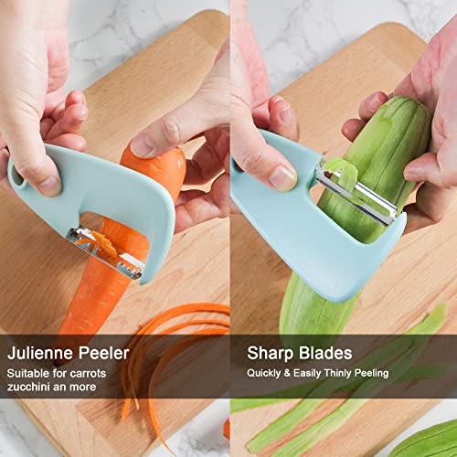 Domonic Home Vegetable Peeler, Potato Peelers for Kitchen, Camping Kitchen Gadgets Veggie Peeler with Cover Guard, Save Space, Dishwasher Safe, Aqua Sky - Image 6