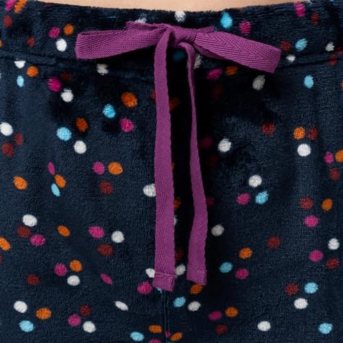 Fruit of the Loom Women's Sueded Jersey Crew Top and Fleece Pant Sleep Set, Berry/Multi Confetti - Image 6