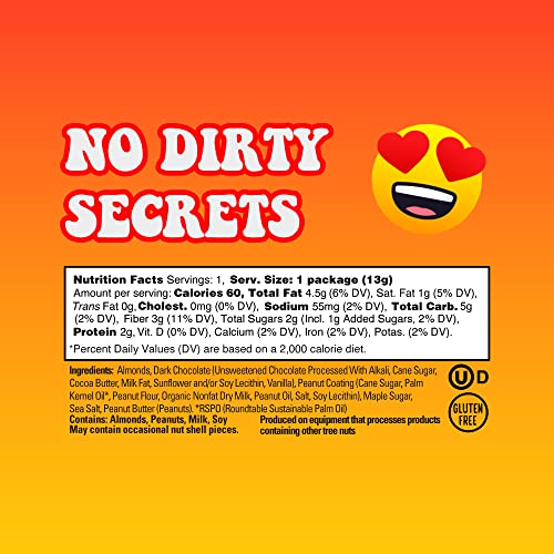 SkinnyDipped Dark Chocolate Peanut Butter Almonds, Healthy Snack, Plant Protein, Gluten Free, 0.46 oz Mini Bags, Pack of 24 - Image 3