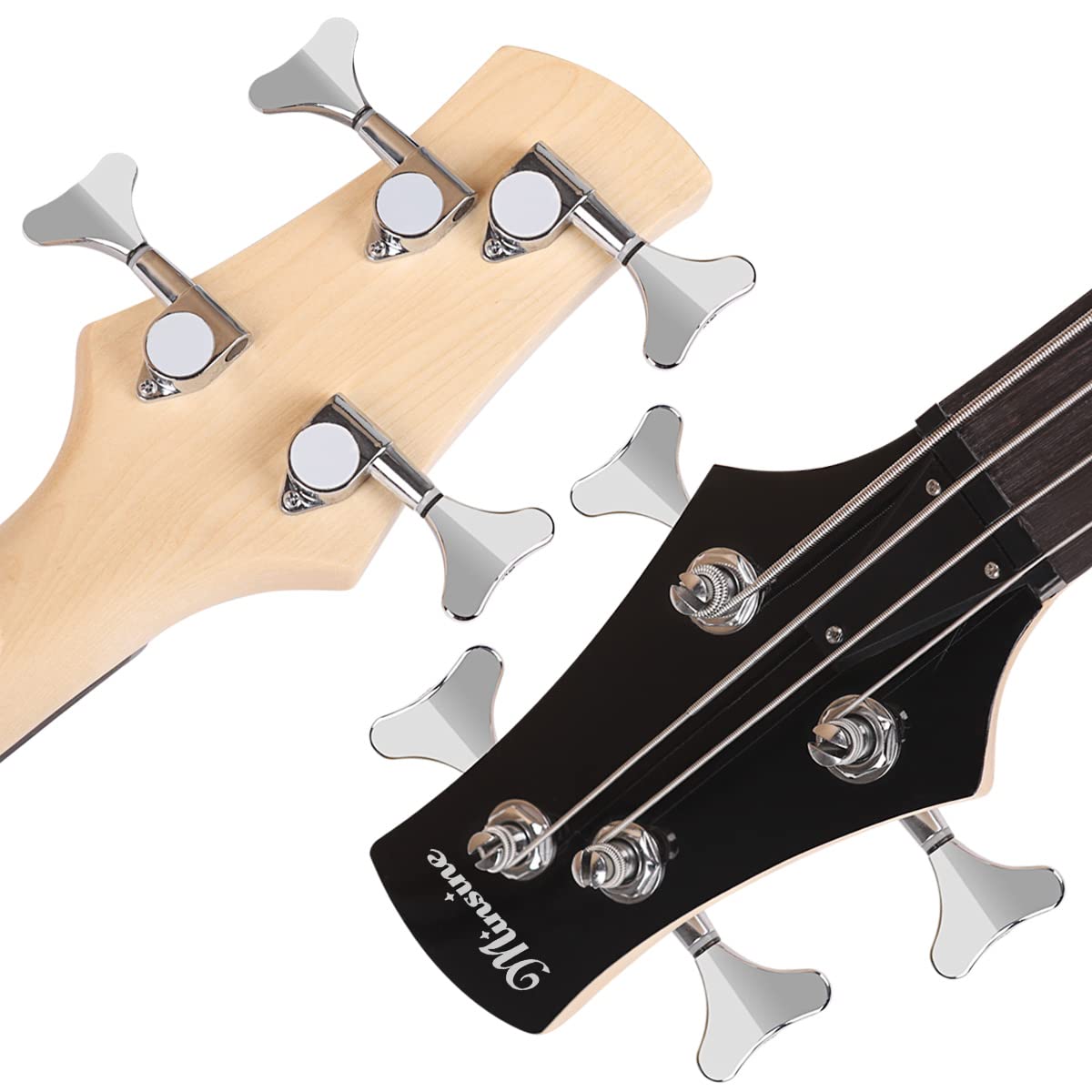 Electric Bass Guitar 4 Strings Full Size P Bass Beginner Kit Black for Starter with Gig Bag, Guitar Strap, and Guitar Cable (Black) - Image 3